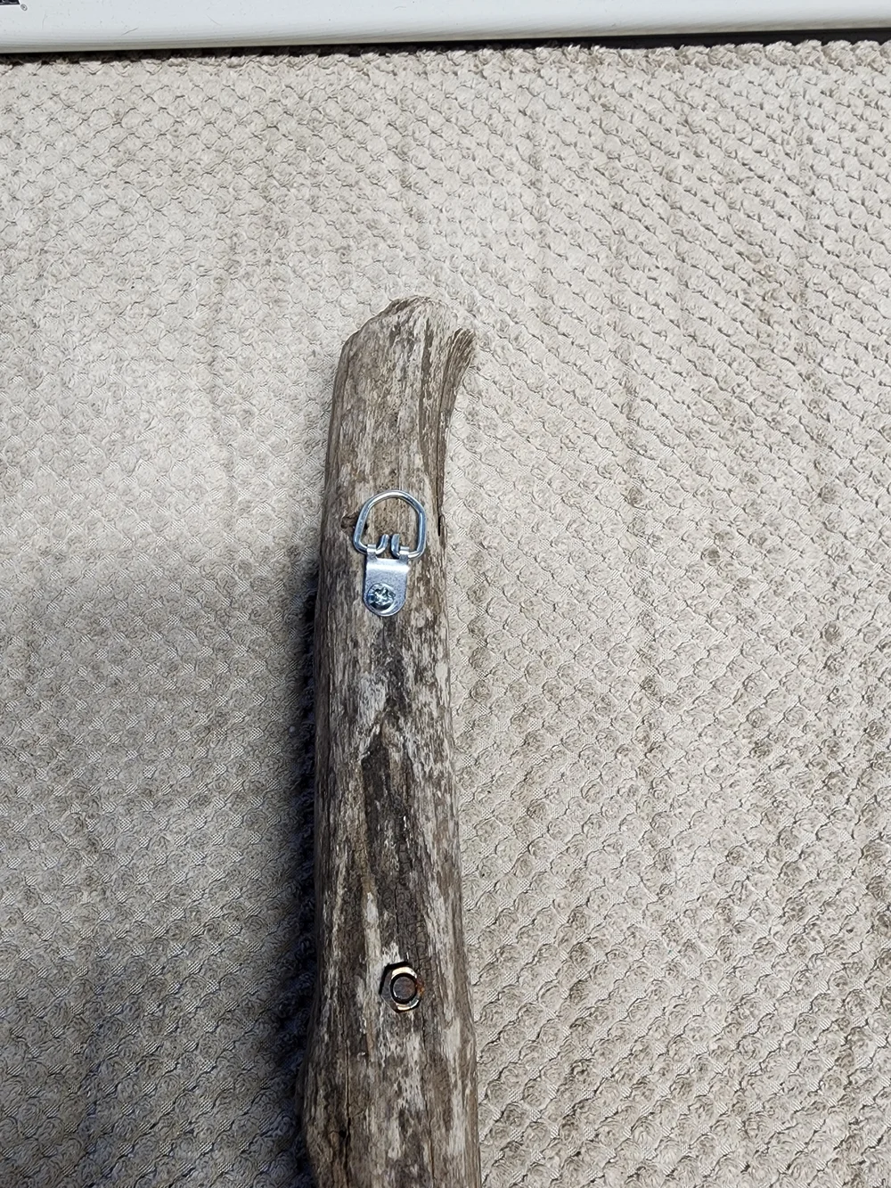 Handcrafted Driftwood Wall Hanger Accent with Turquoise Floral Knob